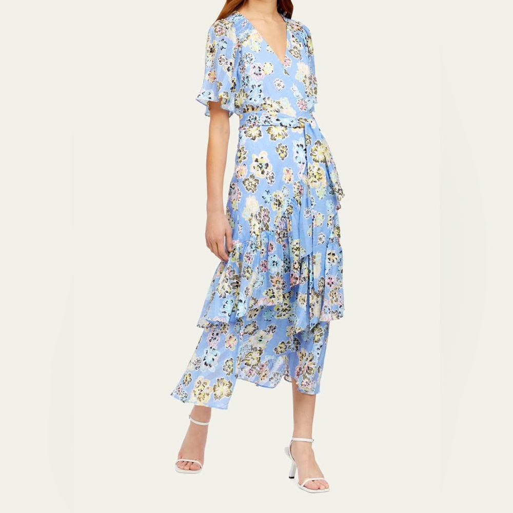 Brittany Floral Tiered Wrap Midi Dress